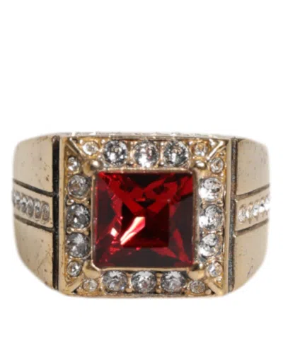 Dolce & Gabbana Gold Tone Sterling Silver 925 Crystals Men's Ring