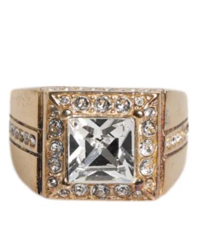 Dolce & Gabbana Gold Tone Sterling Silver 925 Crystals Men's Ring