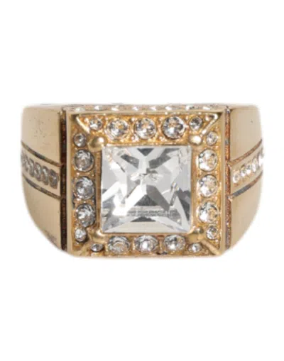 Dolce & Gabbana Gold Tone Sterling Silver 925 Crystals Men's Ring