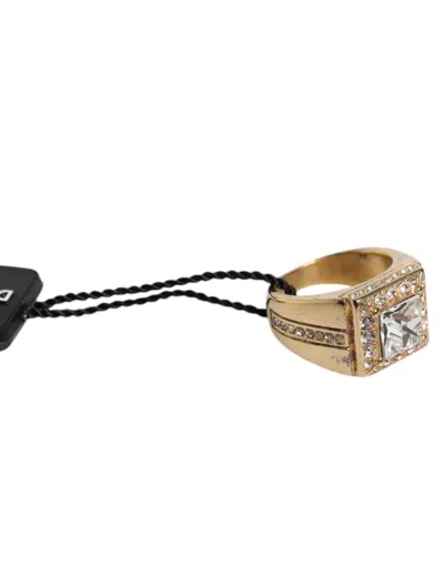 Dolce & Gabbana Gold Tone Sterling Silver 925 Crystals Men's Ring