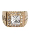 Dolce & Gabbana Gold Tone Sterling Silver 925 Crystals Ring In Gold
