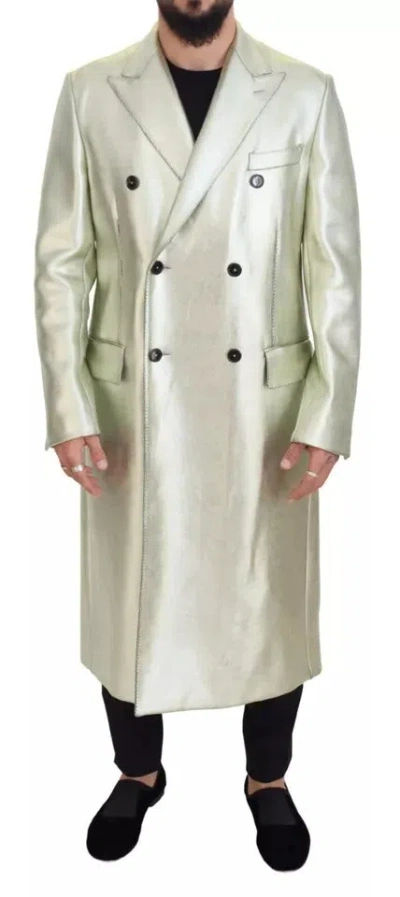 Pre-owned Dolce & Gabbana Gold Viscose Long Double Breasted Men's Jacket ()