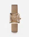 Dolce & Gabbana Gold Watch With Silk Strap Beige Female Onesize In Beige