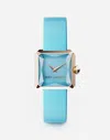 Dolce & Gabbana Gold Watch With Silk Strap Light Blue Female Onesize In Light Blue