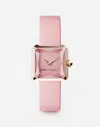 Dolce & Gabbana Gold Watch With Silk Strap In Pink