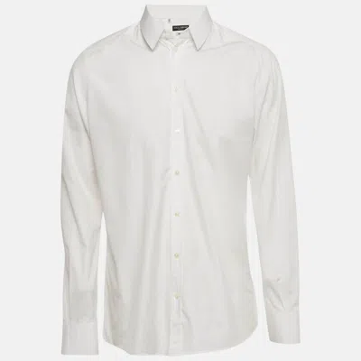 Pre-owned Dolce & Gabbana Gold White Cotton Long Sleeve Shirt Xl