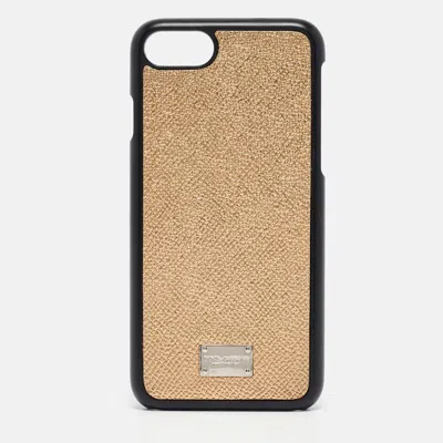 Pre-owned Dolce & Gabbana Gold/black Leather Iphone 6 Cover