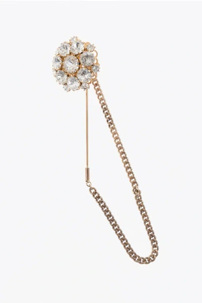 Dolce & Gabbana Golden Effect Brass Brooch With Crystals