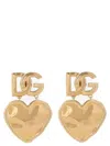 Dolce & Gabbana Drop Earrings With Hearts And Dg Logo In Golden