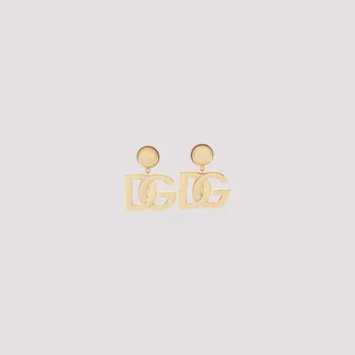 Dolce & Gabbana Golden Logo Drop Earrings In Zoo00 Oro