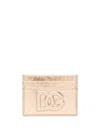 Dolce & Gabbana Embossed-logo Metallic-effect Wallet In Golden