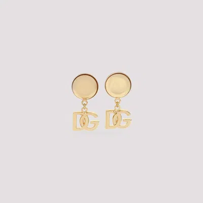Dolce & Gabbana Golden Signature Logo Drop Earrings