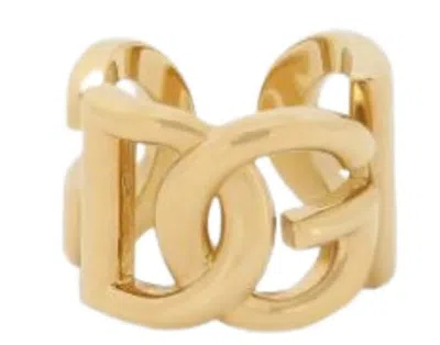 Dolce & Gabbana Gold-tone  Hypoallergenic Brass Ring Featuring An Engraved Classic Dg In Transparent