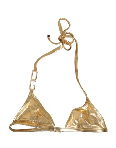 Dolce & Gabbana Gold-tone Triangle Bikini Top Dg Logo Swimwear In Yellow