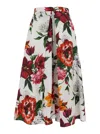 Dolce & Gabbana Multicolor Midi Skirt With All-over Floral Print And Rear Zip Closure In Cotton Woman