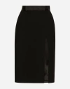 Dolce & Gabbana Bow Waist Wool Blend Pencil Skirt In ブラック