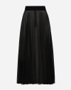 Dolce & Gabbana Silk Pleated Flared Skirt In ブラック
