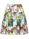 Dolce & Gabbana Floral-print Pleated Miniskirt In Multicolore