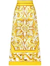 Dolce & Gabbana Majolica Print Midi A-line Skirt In Dq Giallo