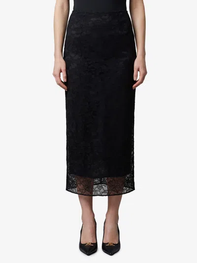 Dolce & Gabbana Gonna Midi In Pizzo Nero In Black