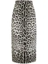 Dolce & Gabbana Leopard Print Charmeuse Midi Pencil Skirt In N St Leo