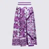 Dolce & Gabbana Women Maiolica Mix Print Poplin Pleated Skirt In Purple