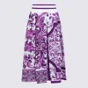 Dolce & Gabbana Women Maiolica Mix Print Poplin Pleated Skirt In Purple