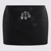 Dolce & Gabbana Black Bow-embellished Satin Mini Skirt In Black