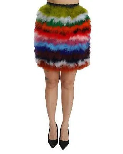 Pre-owned Dolce & Gabbana Gorgeous High Waist Mini Feather Skirt - Skirts - Multicolor