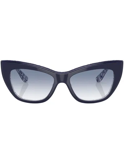 Dolce & Gabbana Gradient Cat-eye Sunglasses In Blue_on_blue_maiolica_clear_gradient_light_blue