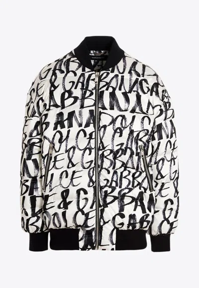 DOLCE & GABBANA GRAFFITI LOGO PRINT BOMBER JACKET