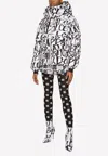 Dolce & Gabbana Piumino Graffiti-logo-print Padded Jacket In Monochrome