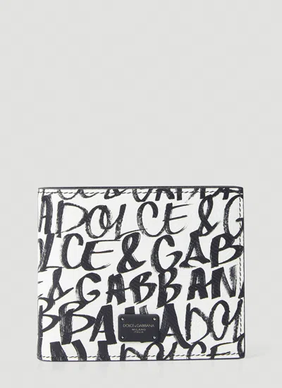 Dolce & Gabbana Graffiti Print Bifold Wallet In White