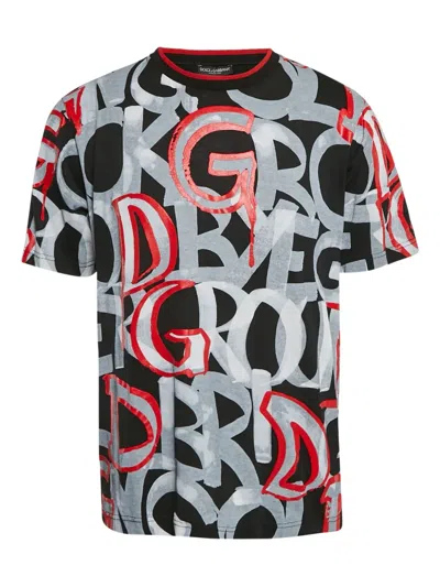 Pre-owned Dolce & Gabbana Graffiti-print Cotton T-shirt In Black
