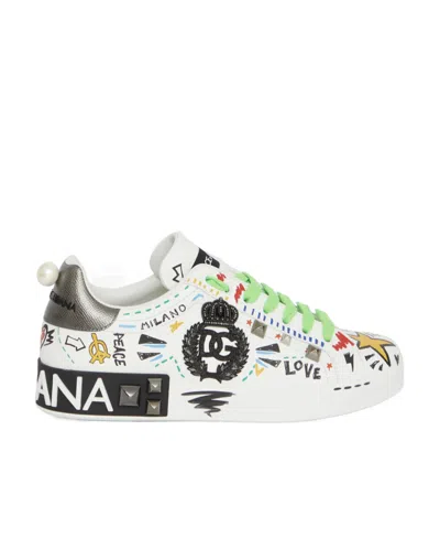 DOLCE & GABBANA DOLCE  GABBANA GRAFFITI-PRINTED LACE-UP SNEAKERS