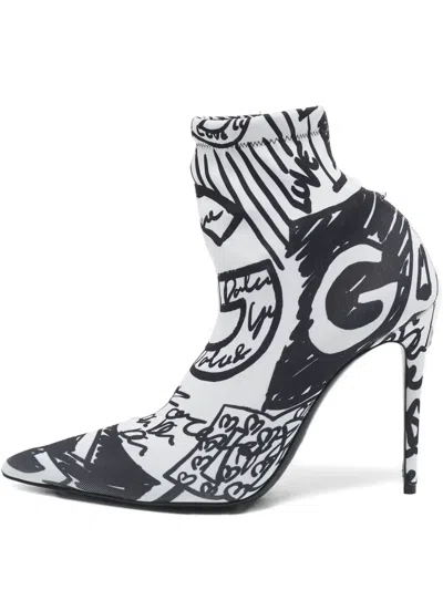Pre-owned Dolce & Gabbana Graffiti-print Sock Boots