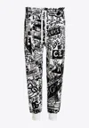 Dolce & Gabbana Graffiti Print Track Pants In Monochrome
