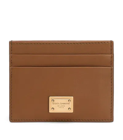Dolce & Gabbana Grained Calfskin Card Holder In Brown