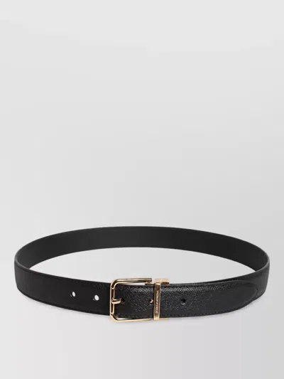 Dolce & Gabbana Grained Leather Belt In Black