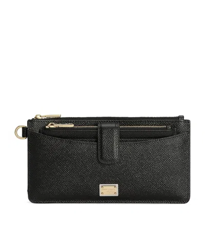 Dolce & Gabbana Large Dauphine Leather Cardholder In Black