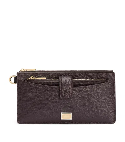 DOLCE & GABBANA GRAINED LEATHER CARD HOLDER