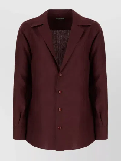 Dolce & Gabbana Grape Linen Blazer With Long Sleeves In Burgundy