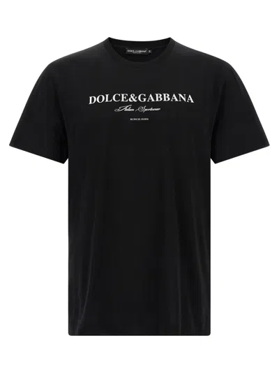 Dolce & Gabbana Graphic Crew Neck T-shirt With Short Sleeves In Black