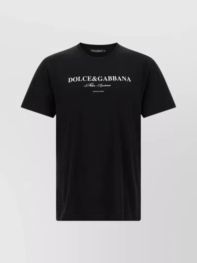Dolce & Gabbana Graphic Crew Neck T-shirt With Short Sleeves In Black