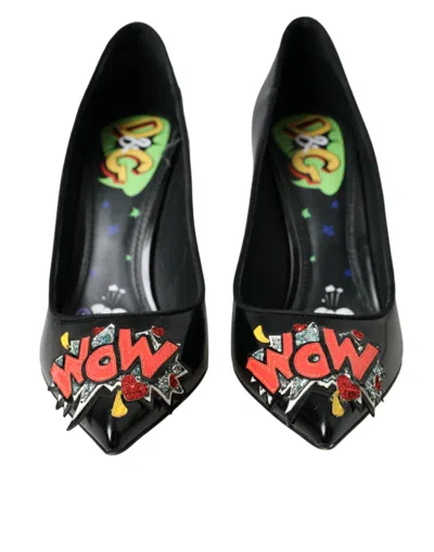 Dolce & Gabbana Graphic Patch-embellished Leather Heel Pump In Black