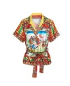Dolce & Gabbana Graphic-print Belted Shirt In Multicolor