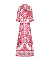 Dolce & Gabbana Maiolica Belted Printed Silk-twill Maxi Shirt Dress In Red