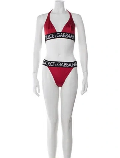 Pre-owned Dolce & Gabbana Graphic Print Bikini In Red