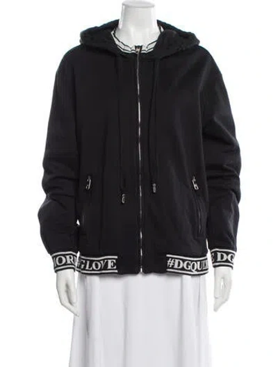 Pre-owned Dolce & Gabbana Graphic Print Bomber Jacket In Black