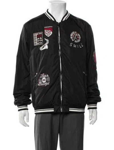 Pre-owned Dolce & Gabbana Graphic Print Bomber Jacket In Black